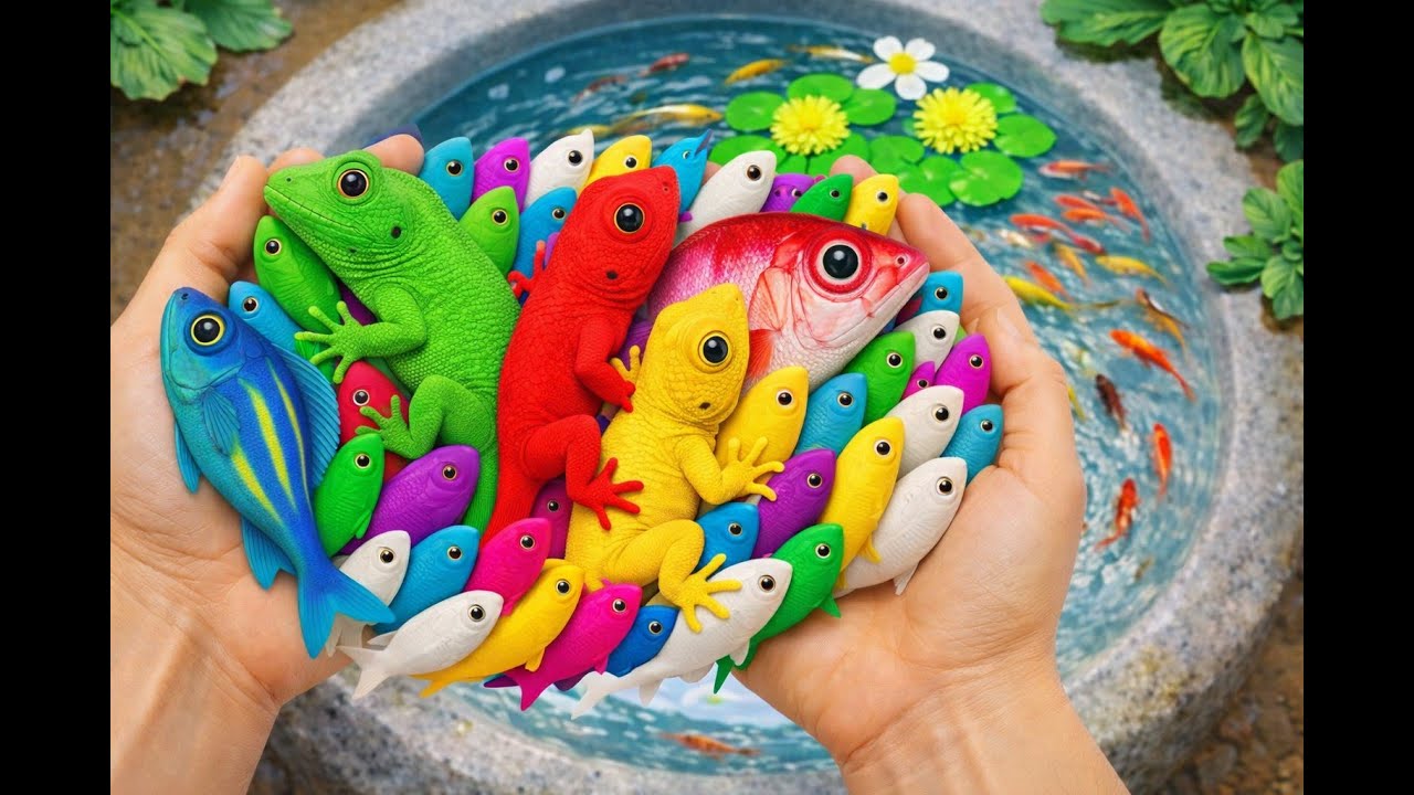 Catch beautiful ornamental fish in tiny pond koi fish, goldfish, turtles, snakehead fish