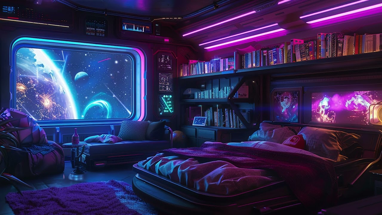 Deep Space Sleeping Quarters | White and Grey Noise | Relaxing Sounds of Space Flight