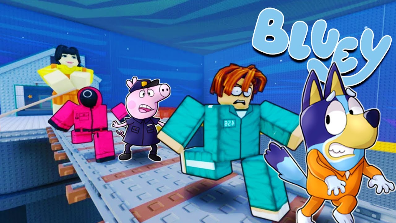 BLUEY y PEPPAPIG ATRAPADAS en la PRISION del CALAMAR | Las Aventuras de BLUEY en ROBLOX!
