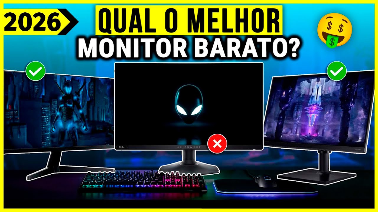 Os 5 Melhores Monitores BARATOS Em 2026! CUSTO BENEF&Iacute;CIO