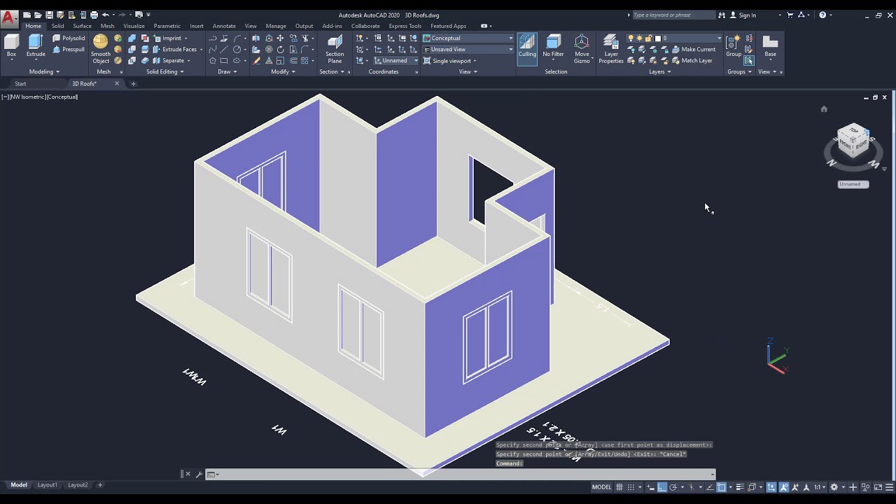 How to Model a Simple 3D House in AutoCAD in 30 Minutes | AutoCAD 3D house