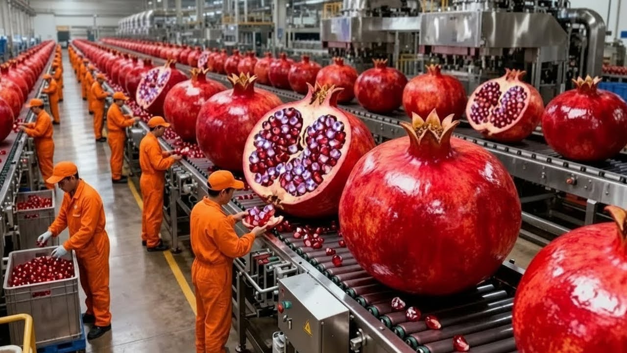 Inside a Modern Pomegranate Factory: From Farm to Delicious Fresh Drink (The Whole Process)