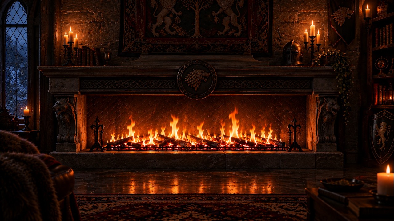 Medieval Fireplace Ambience 🔥 Crackling Fire in a Dark Castle | Relaxing Fire Sounds 4K