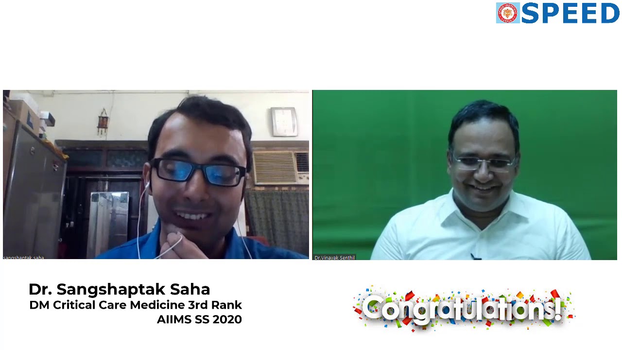 AIIMS SS DM Nov’ 2020, SPEED TOPPERS Dr Sanghaptak saha., 3rd Rank, Critical Care Medicine