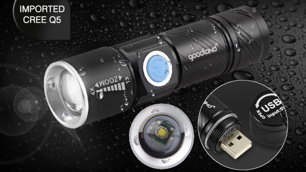 Карманный светодиодный фонарик CREE Q5 с зарядкой от USB &ndash; аккумуляторный фонарик с USB зарядкой