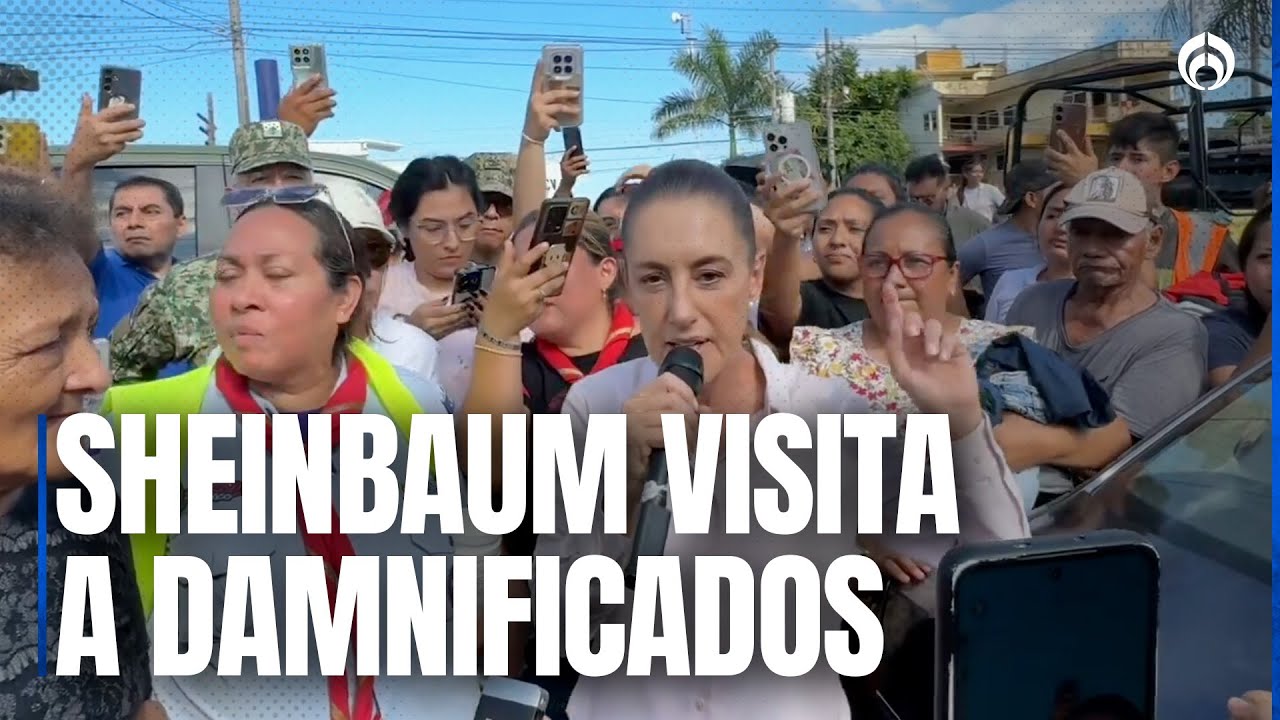 Claudia Sheinbaum visita zonas afectadas por lluvias; promete apoyo casa por casa