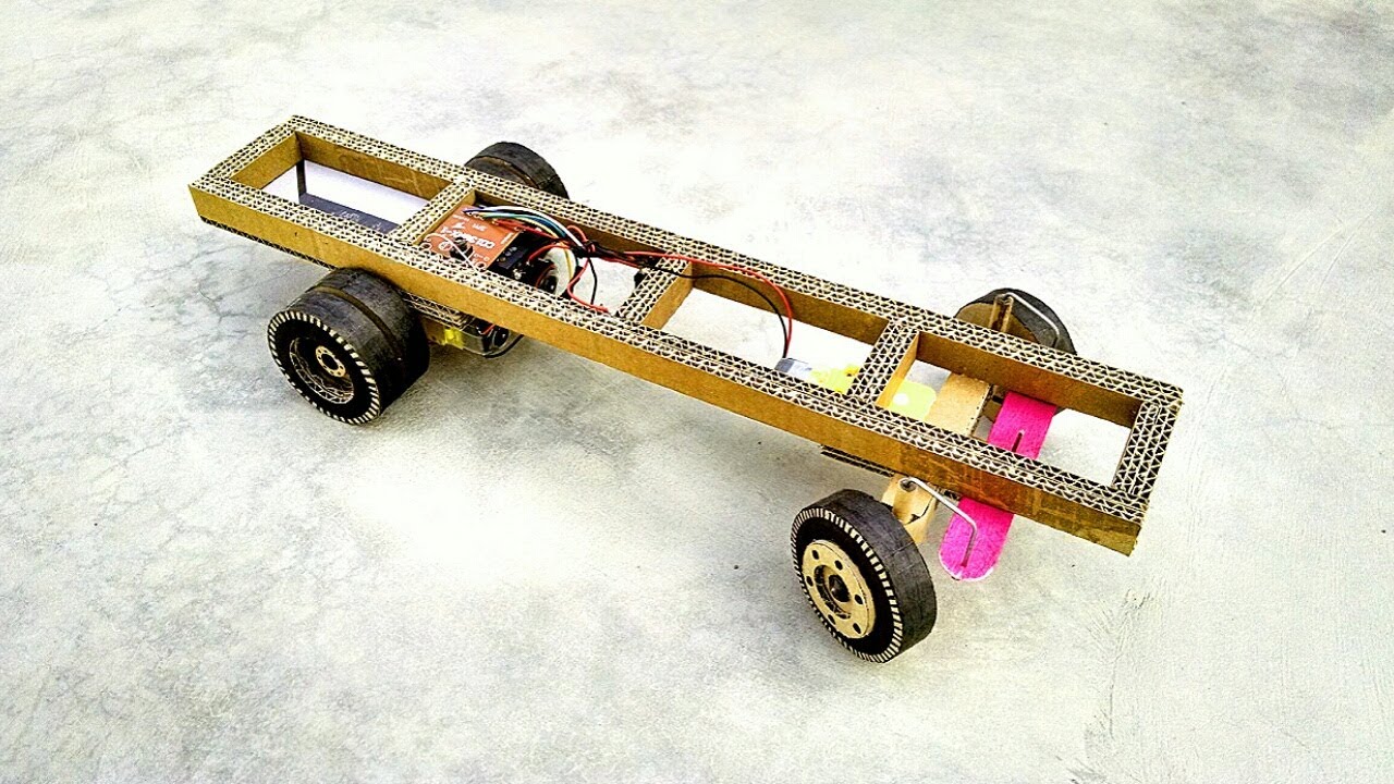 How to make rc bus chassis with very simple steering from cardboard | a k khan project