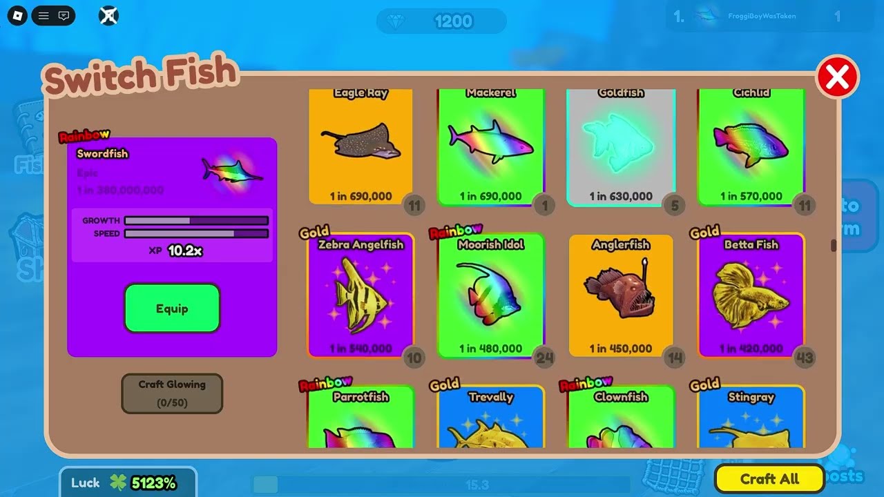 Roblox Be Fish - 800K Fish Caught