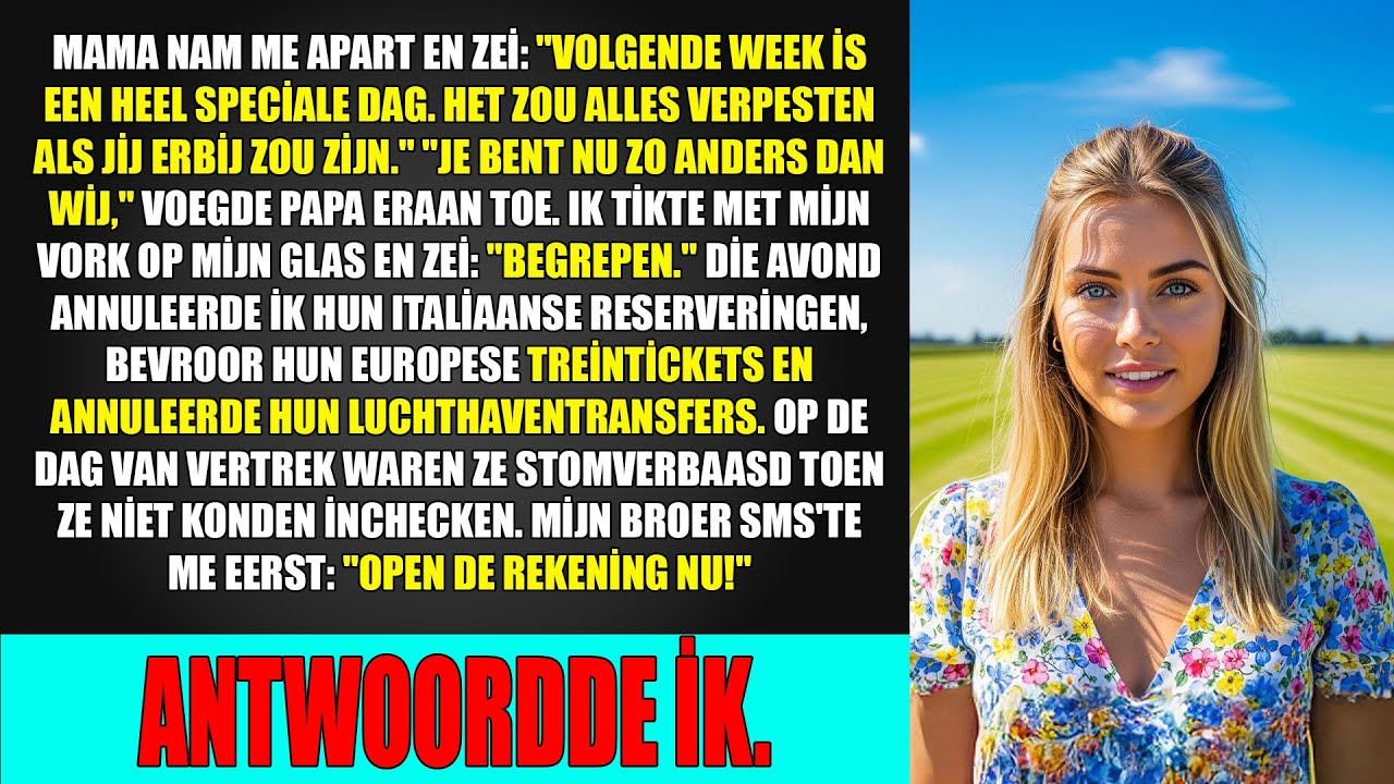 Mijn moeder trok me apart en zei: 'Volgende week is. speciaal. Jouw aanwezigheid zou dat verpesten.'