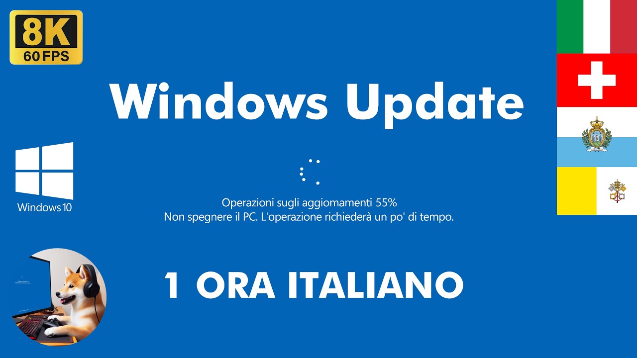 Italiana di Windows 10 Schermata di aggiornamento a 8K 4K HD 60 FPS 🖥️ Ciclo di 1 ora 2026