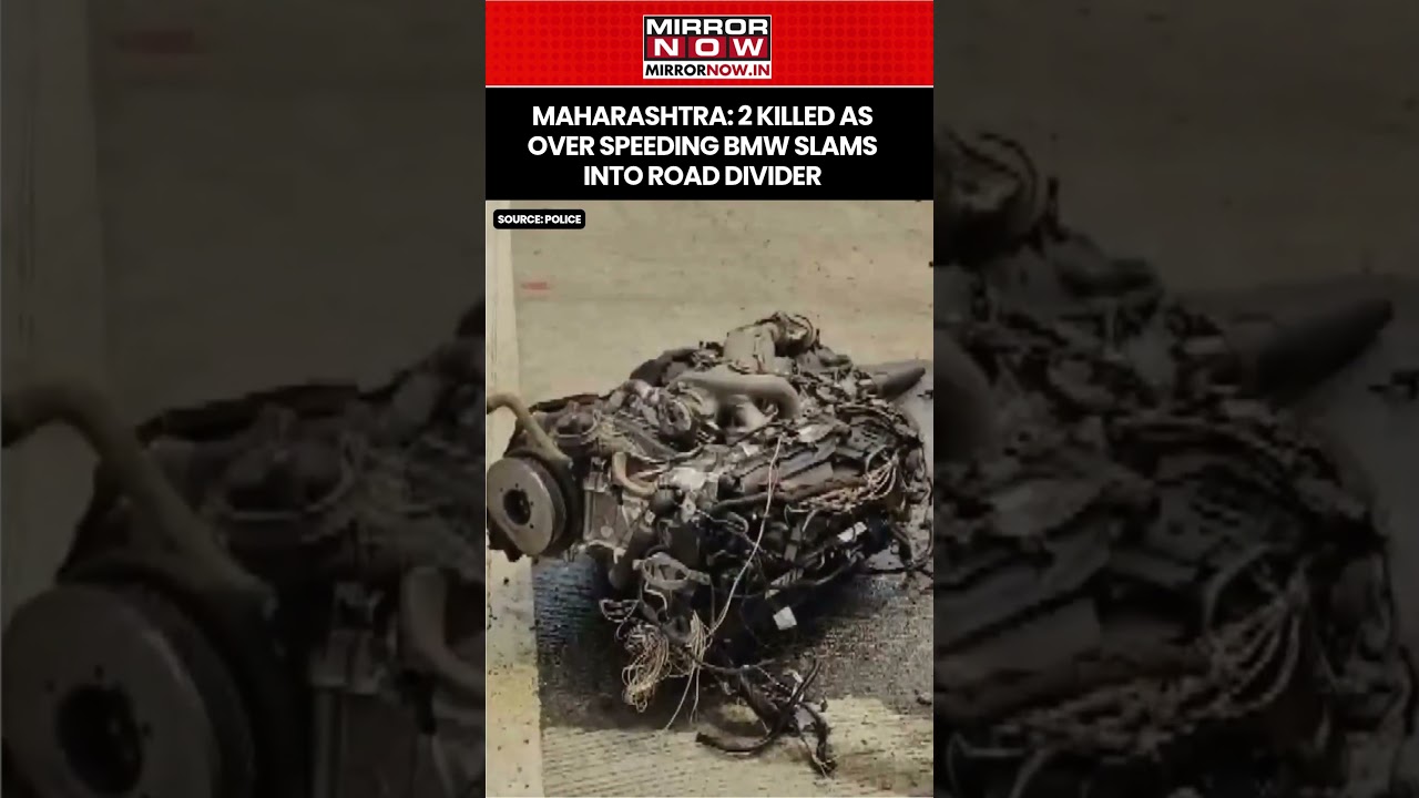 Maharashtra: Over Speeding BMW Slams Into Road Divider On Mumbai&ndash;Vadodara Highway, 2 Killed #shorts