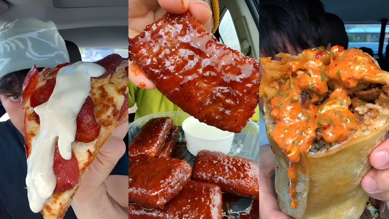 TIKTOK Mukbang Compilation | Wingstop, Chilli's, Raising Cane's, Buldak Ramen & More