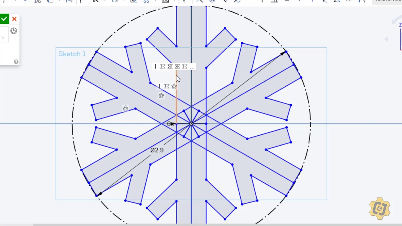 Демонстрация снежинки Onshape