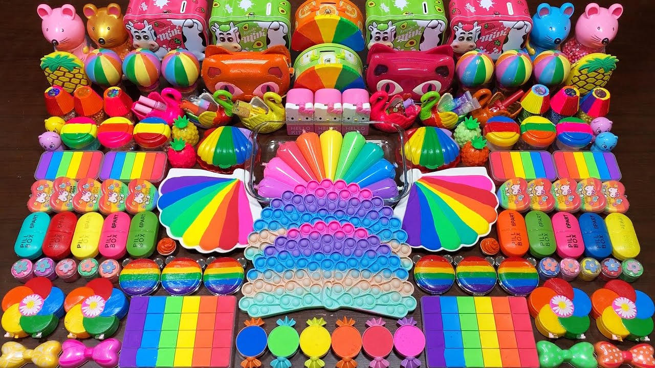 SATISFYING WITH CLAY AND GLITTER ! Mixing Random Things Into GLOSSY Slime #2353