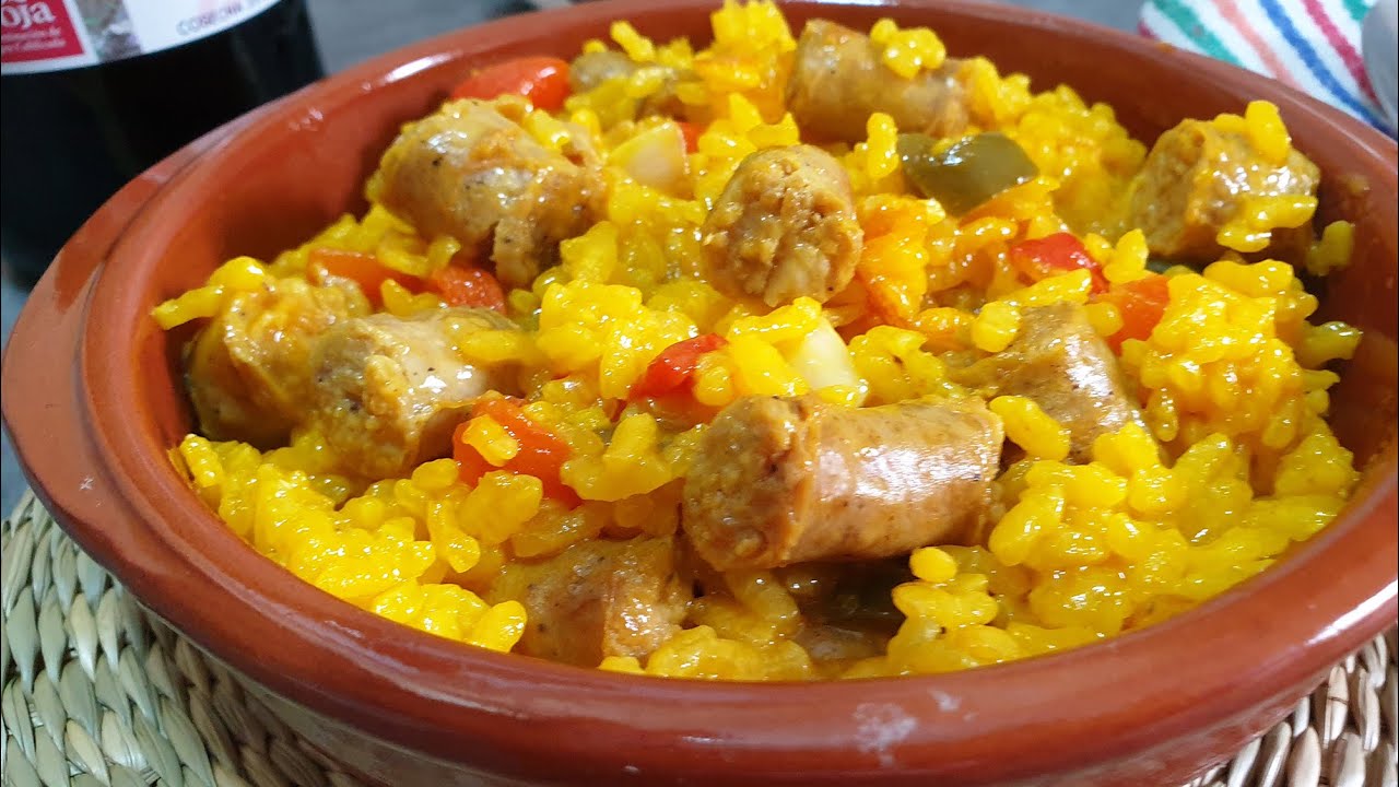 ARROZ con  SALCHICHAS - paella de salchichas  PASO A PASO