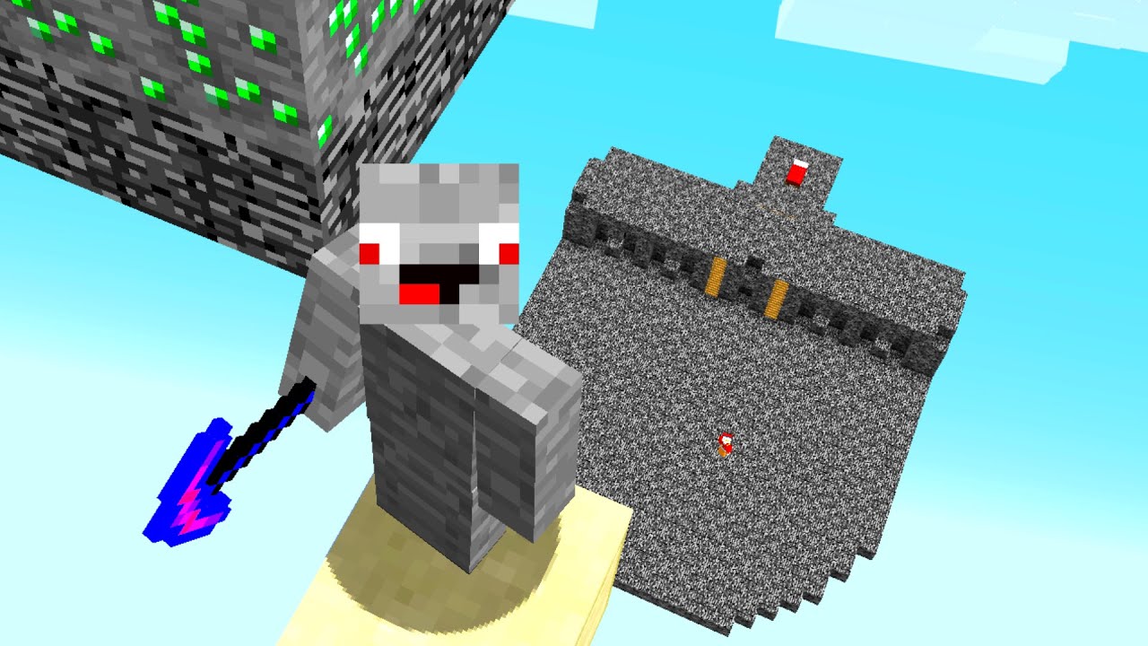 ich teleportiere Entes Base 300 Blöcke nach unten Troll in Minecraft LUCKY BLOCK BEDWARS