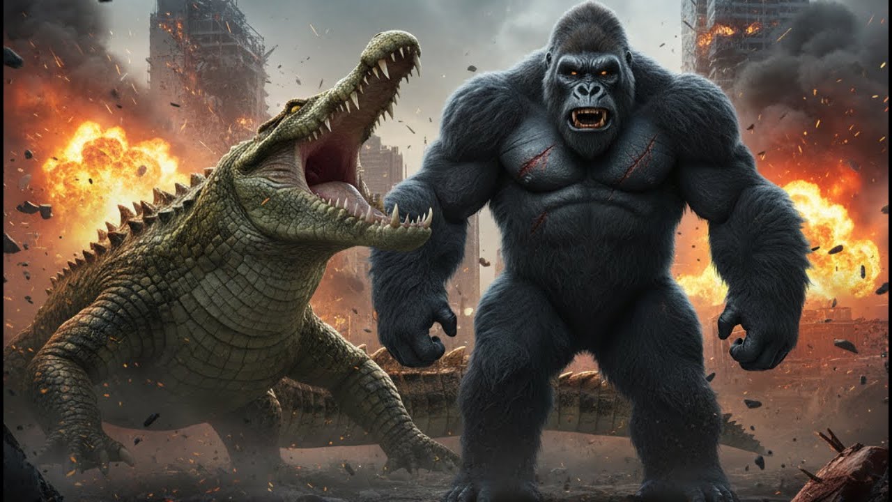 City Collapse: The Epic Kaiju Battle Between King Kong and the Colossal Crocodile!