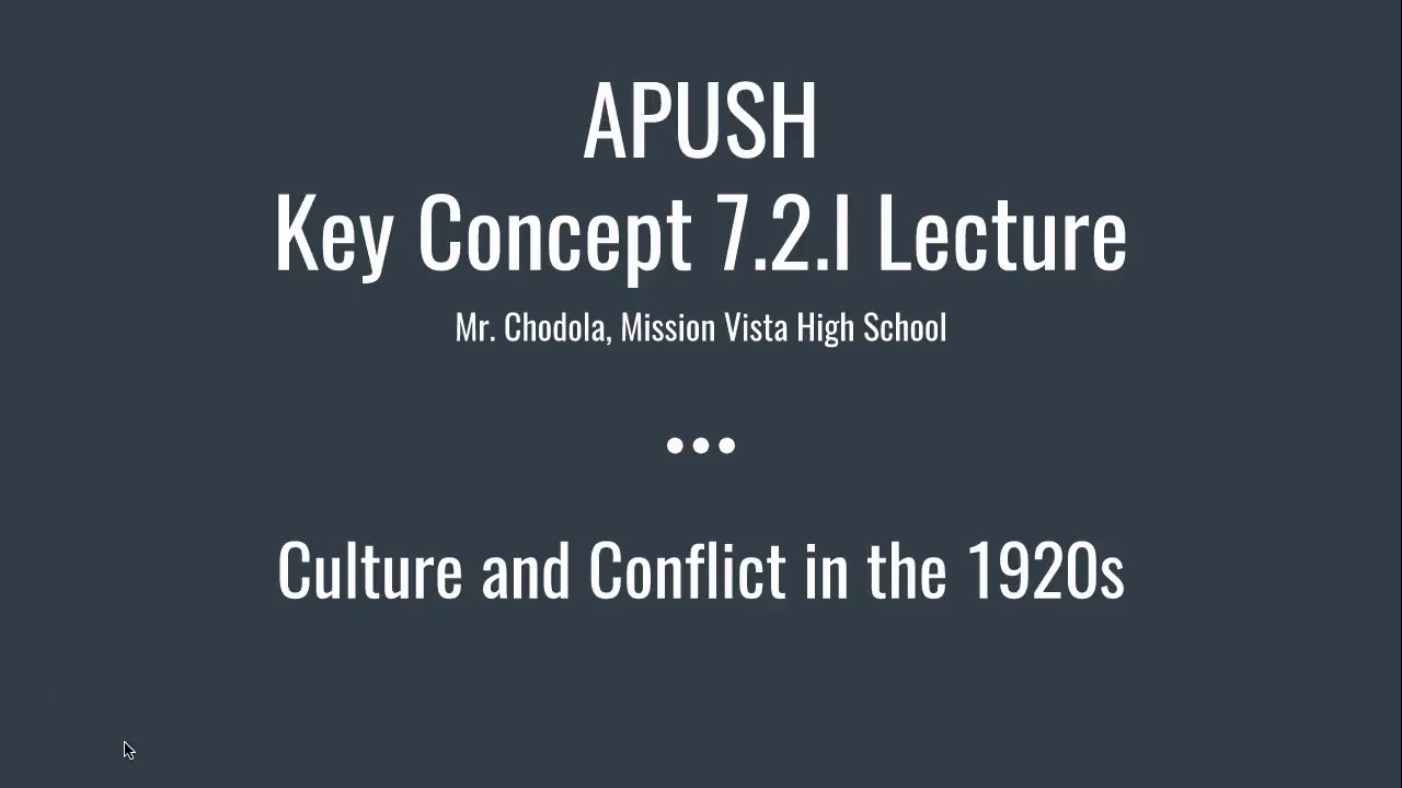 APUSH P75 Key Concept 7.2.I: Culture and Conflict in the 1920s