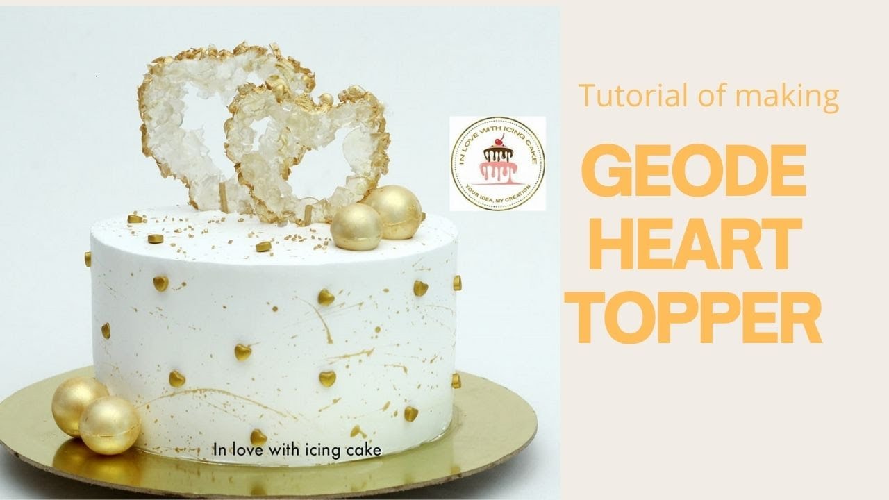 Geode Heart Cake Topper Tutorial | How To Make A Geode Cake| Geode Topper| Crystal Heart Cake Topper