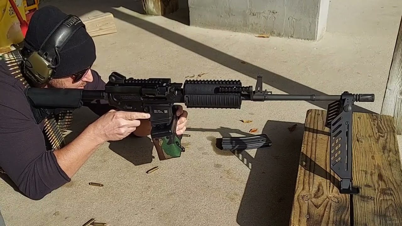 Custom Fightlite MCR beltfed AR15 Magazine to Belt transition rapidfire demo