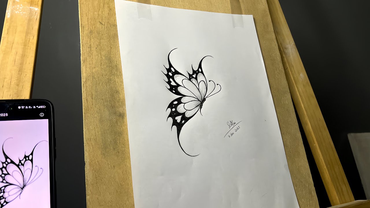 Beautiful butterfly drawing || A4 size print paper || Ikram Art Tricks 