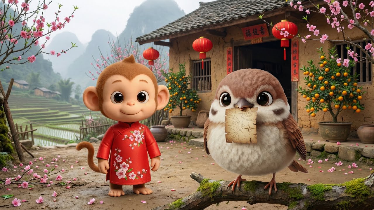 chú khỉ về quê ăn tết