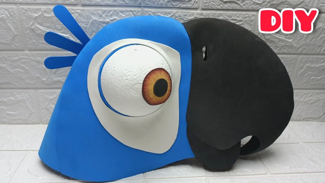 Como hacer Gorra de Guacamayo Azul en foami