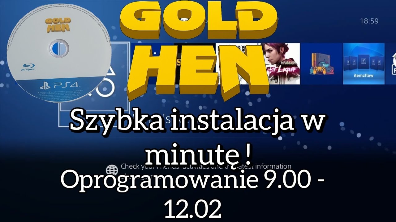 Jailbreak i instalacja GoldHen na konsoli PS4 w minutę przez napęd BluRay!!!! (FW 9.00 - 12.02)