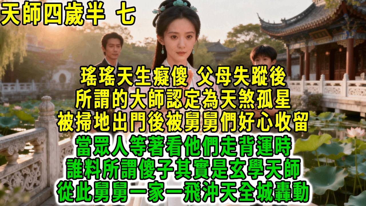 天師四歲半(七)瑤瑤天生癡傻，父母失蹤後，所謂的大師認定為天煞孤星，被掃地出門後被舅舅們好心收留，當眾人等著看他們走背運時誰料所謂傻子其實是玄學天師，從此舅舅一家一飛沖天全城轟動！#荷上清風 #爽文