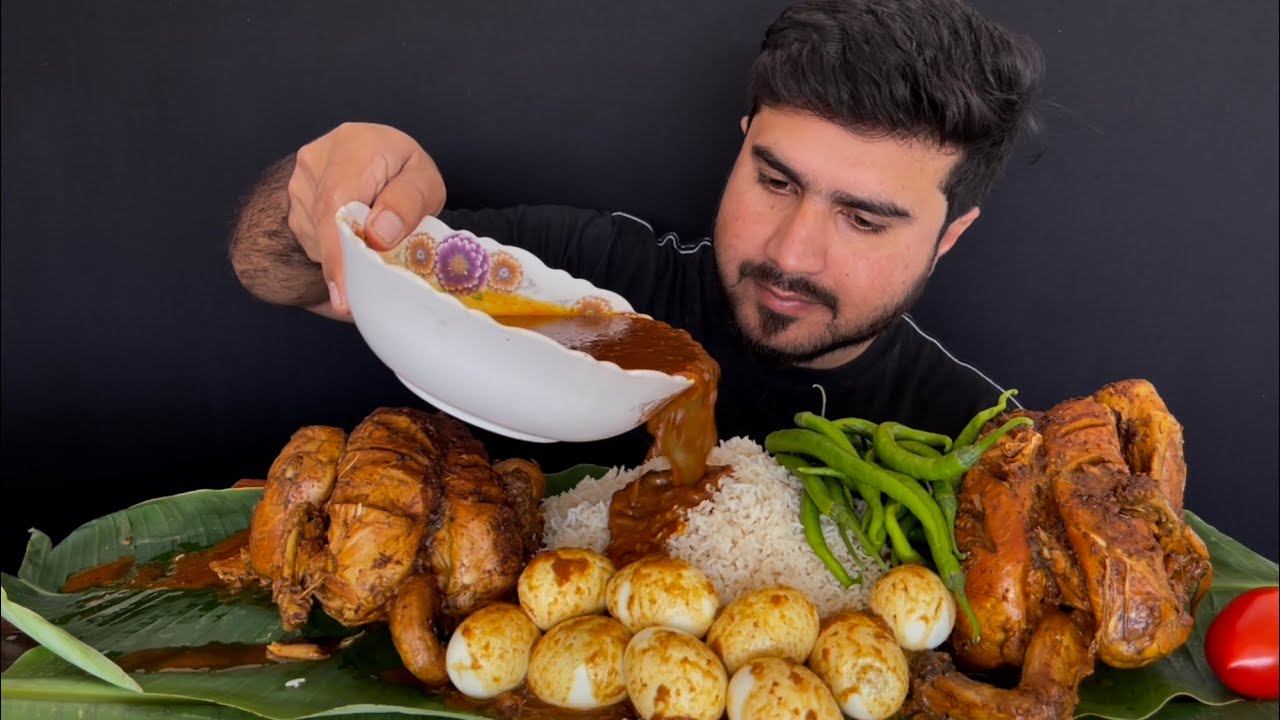 ASMR EATING*CHICKEN CURRY*WHOLE CHICKEN CURRY+GREEN CHILLI+EXTRA GRAVY || MUKBANG SHOW