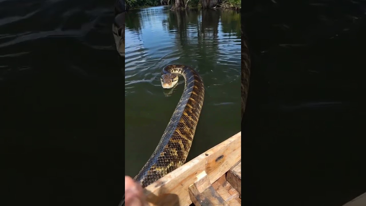 20ft Anaconda Swims Directly at Our Boat! 😱🐍