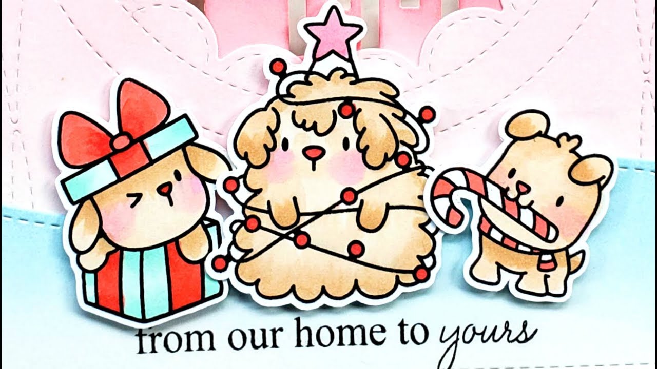 Mama Elephant - Yappy Woofmas Shaker Card with Soft Ink Blending Tutorial