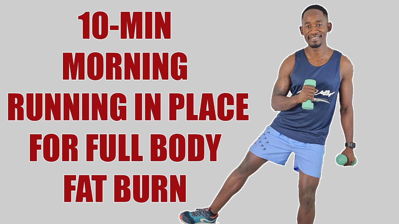 10-Minute Morning Running In Place Workout for Full Body Fat Burn (2kg Dumbbells)