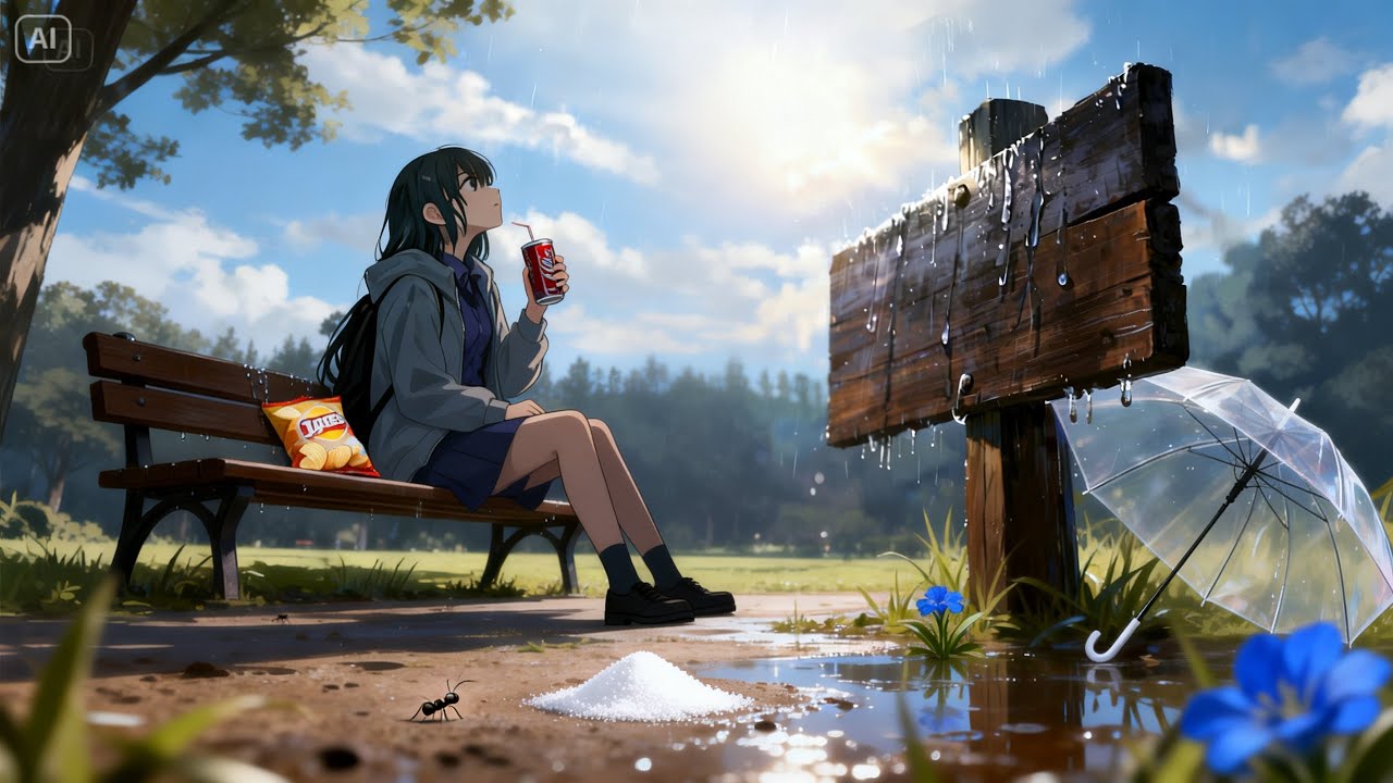 雨の中の青い雲