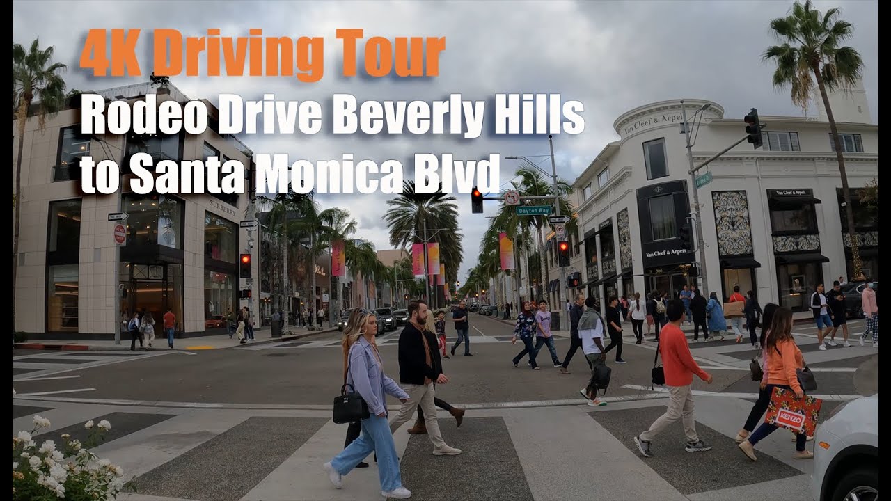Driving Rodeo Drive Beverly Hills to Santa Monica Blvd- Los Angeles - 4K Scenic Drive and Live Sound