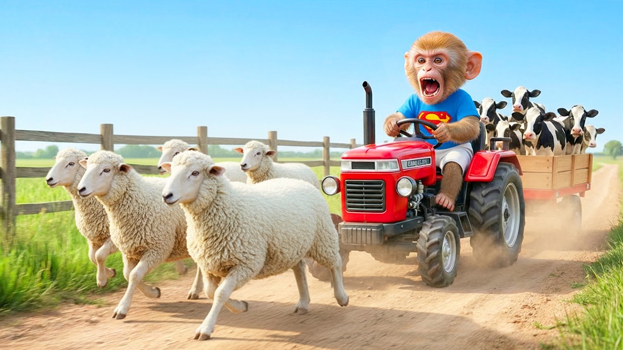Monkey Punch Visits a Sheep Farm — A Sudden Mishap Turns the Day Chaotic! 🐒🐑😱
