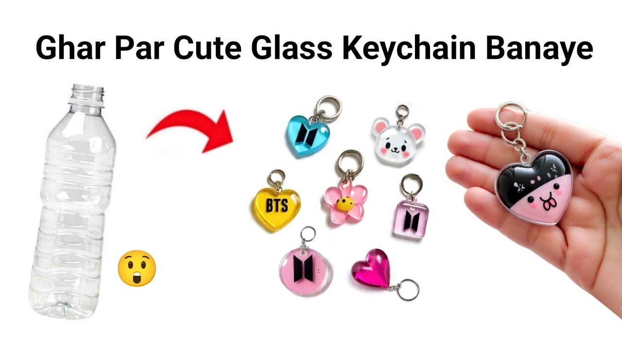 How to make Keychain from waste materials /Homemade glass keychain/DIY gift Keychain/Labubu Keychain