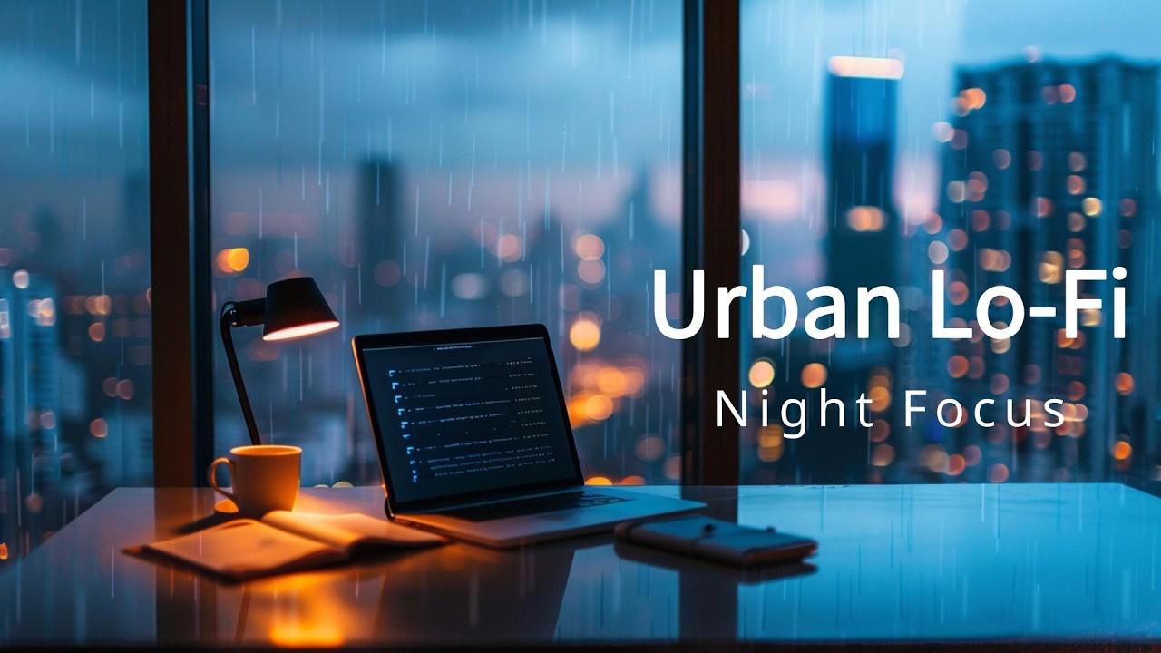 Night Focus – Urban Lo-Fi with Light Rain for Work