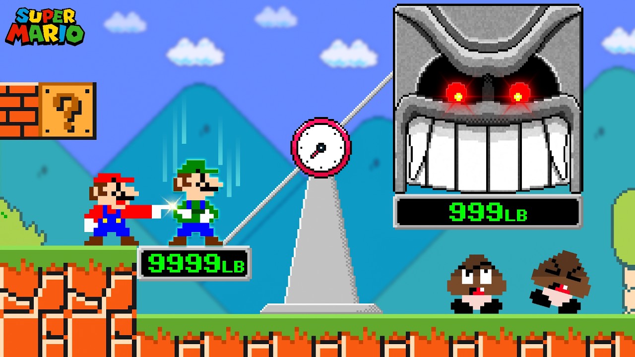When Everything Mario Touches Turns HEAVIER in Super Mario Bros.!