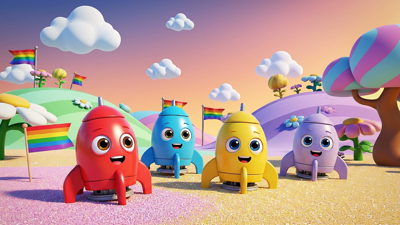 Cuatro Pequeños Cohetes de Juguete Zoom Zoom | Canciones del Espacio y Rimas Infantiles