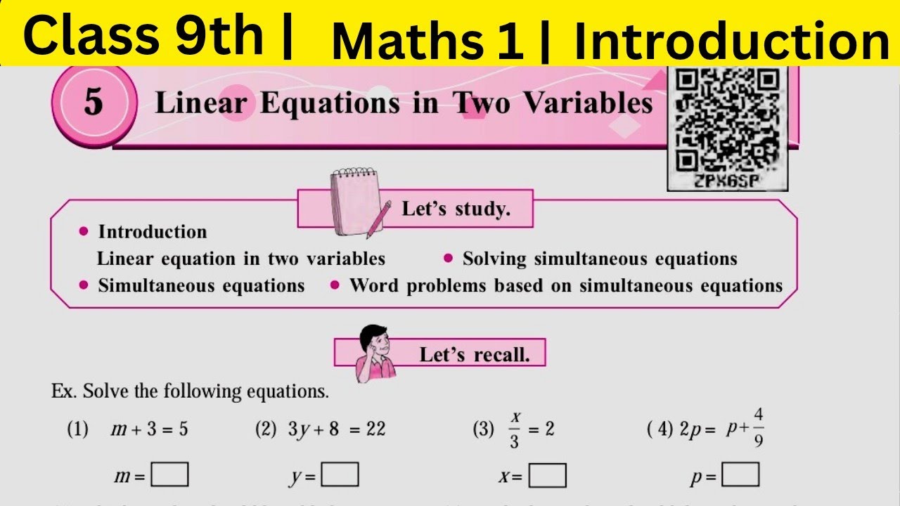 9th Maths 1 Linear equations in two variables Introduction | Class 9 Maths Part 1 Overview |