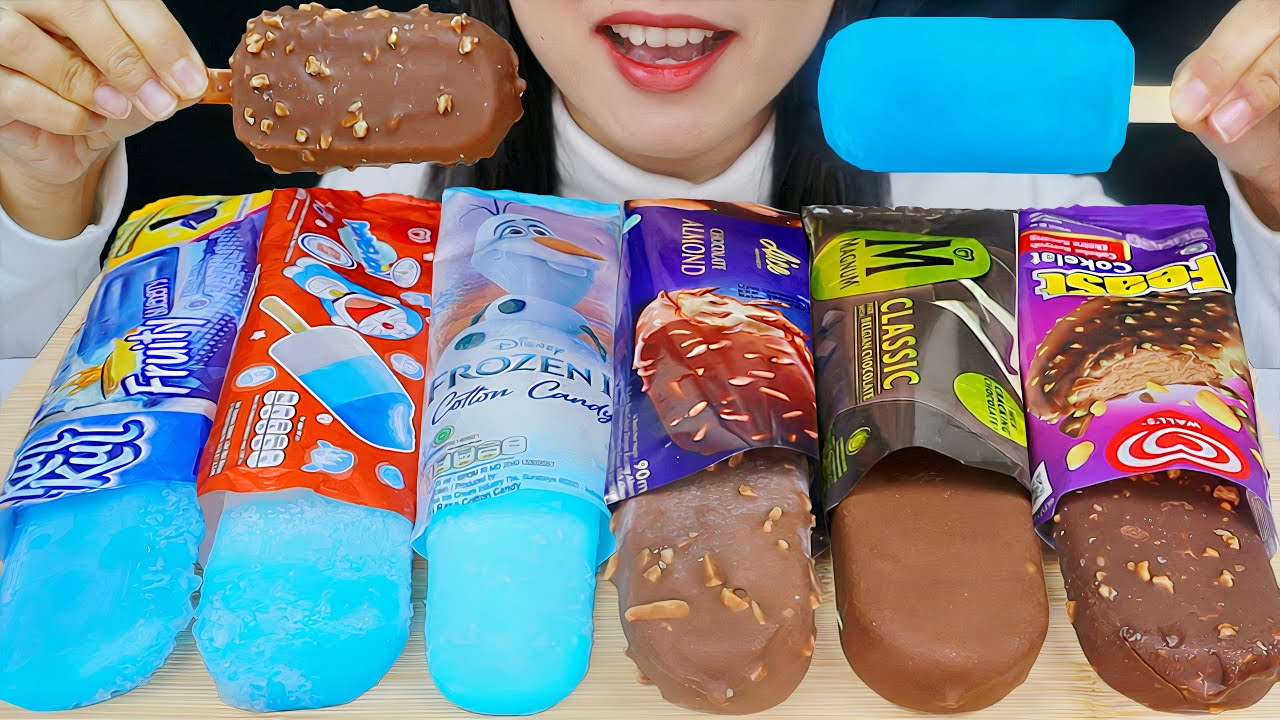 ASMR CHOCOLATE BLUE ICE CREAM 🤎💙 MAGNUM, AICE CHOCO ALMOND, FEAST, WALL'S DORAEMON, CAMPINA FROZEN