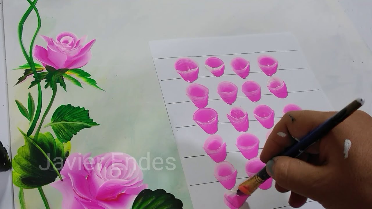 Tecnicas de pintura Pincelada doble carga   clase  12, Capullo abanico