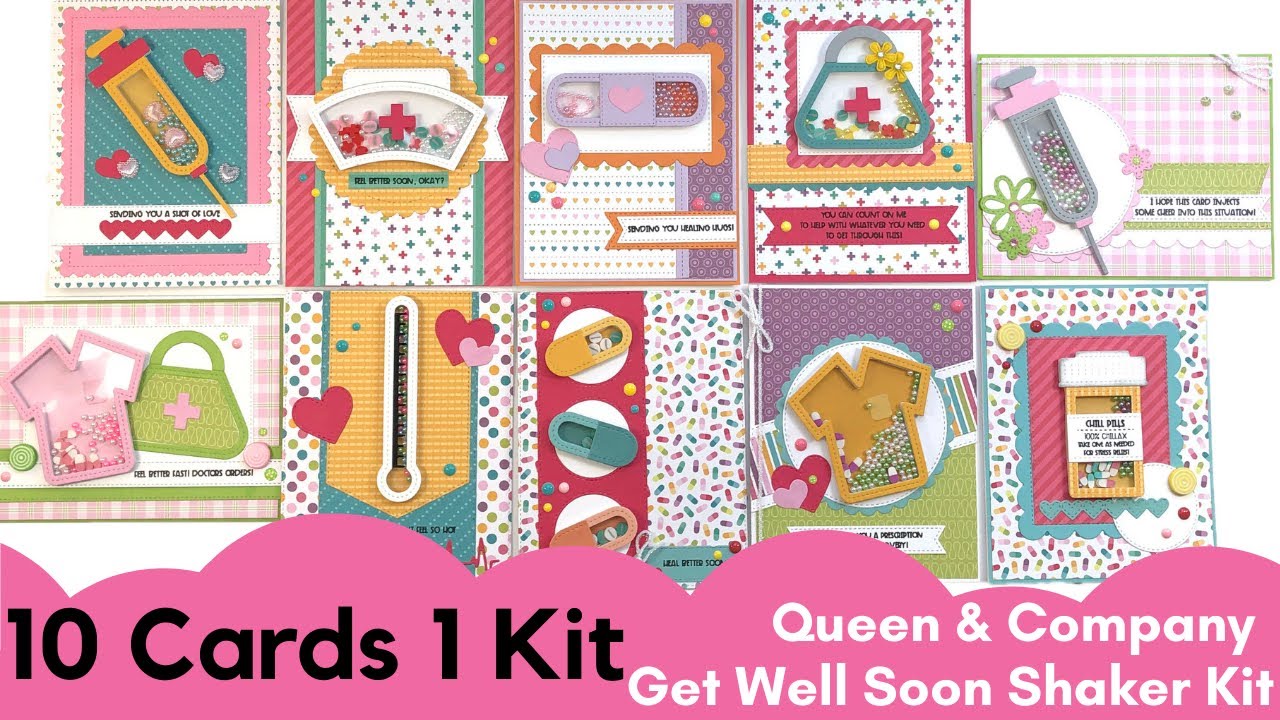10 Cards 1 Kit | Queen & Co | Get Well Soon Shaker Kit