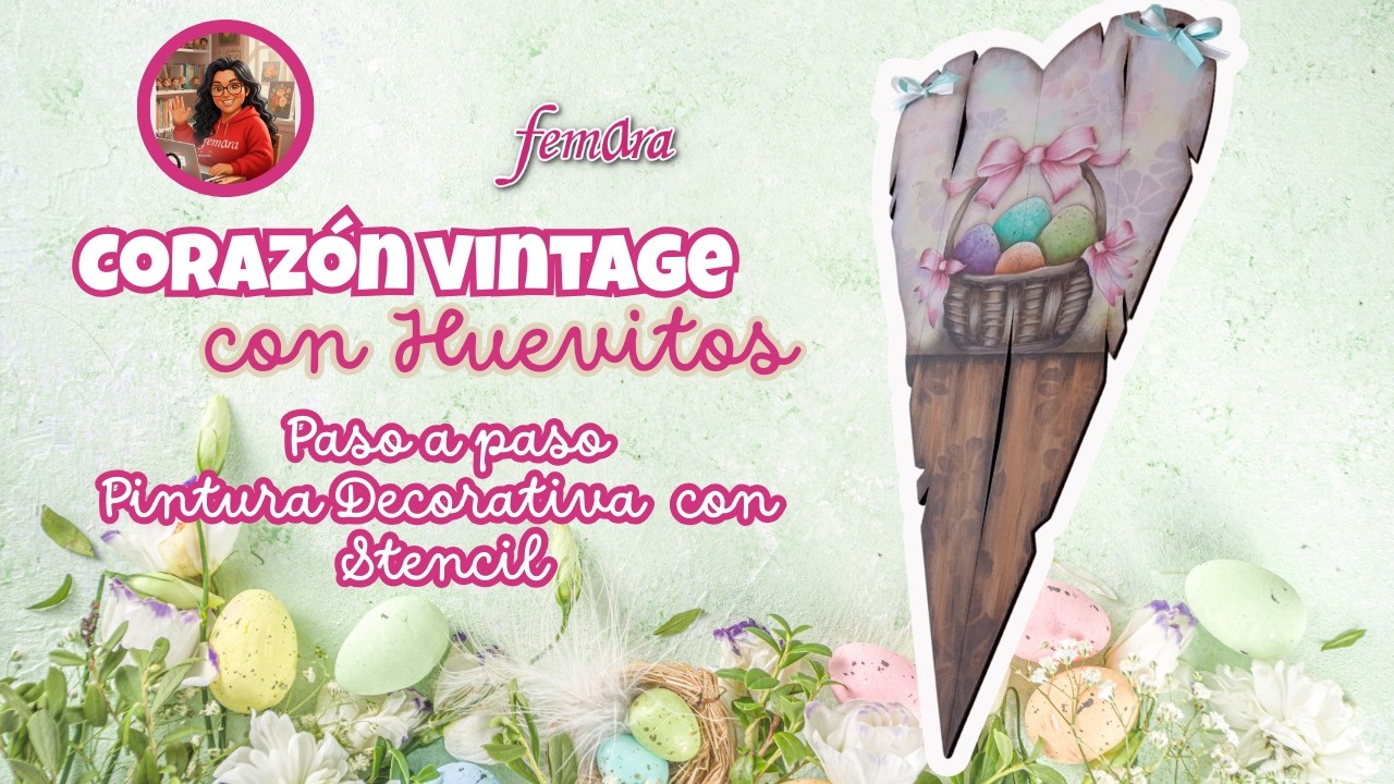 Super fácil y divertido, Pintando un corazón con canasta de pascua #pinturaacrilica #stencil