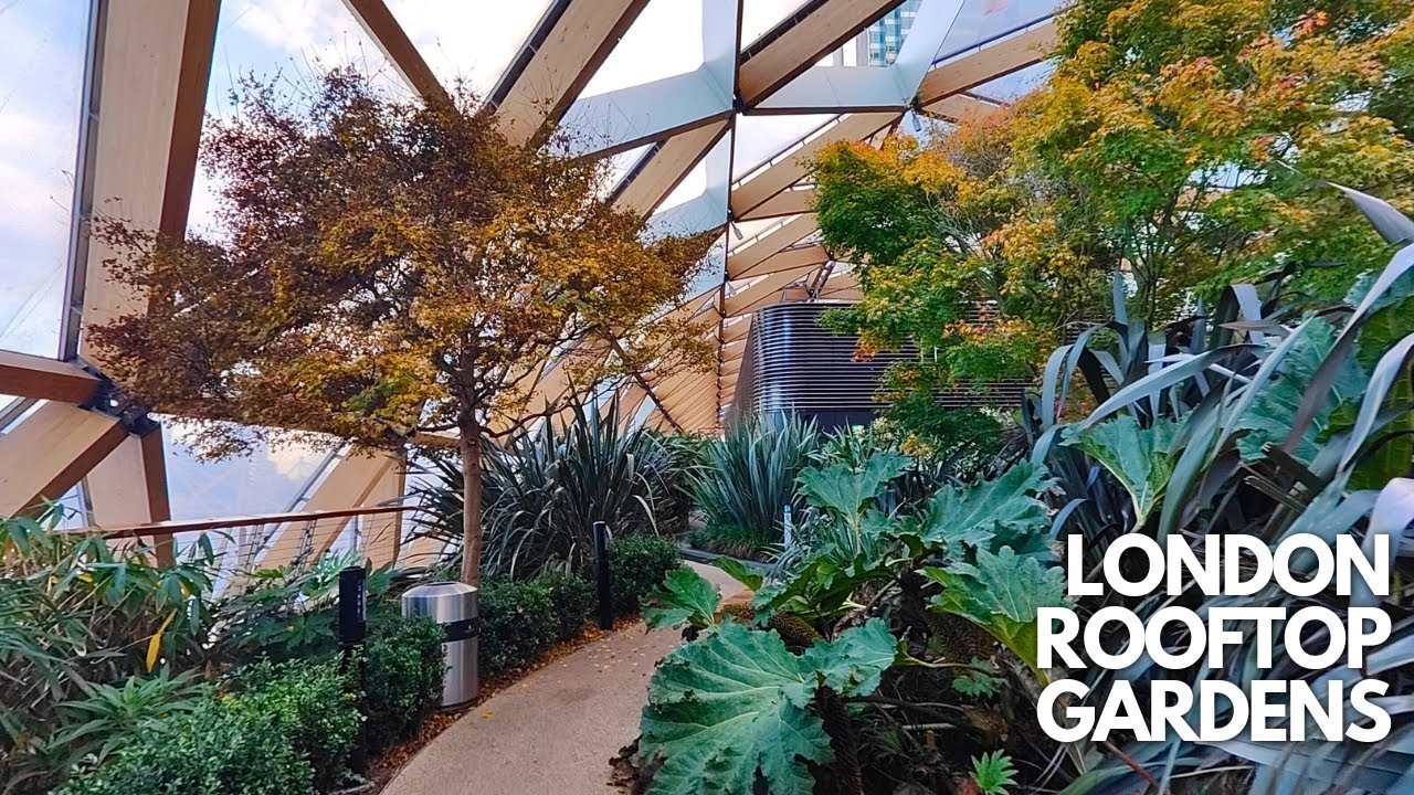 Explore the HIDDEN ROOF GARDEN at Canary Wharf London | London 4k