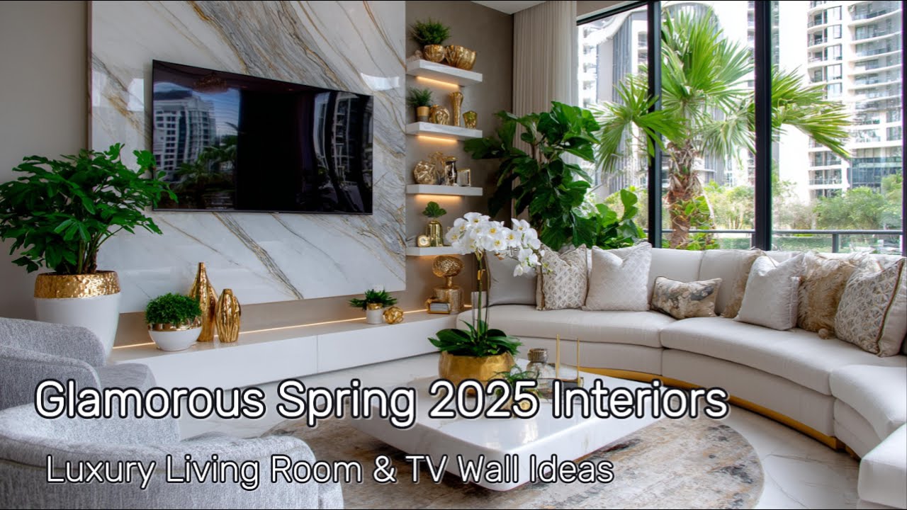 Glamorous Spring 2025 Home Interior Design Trends | Luxury Living Room & TV Wall Inspirations