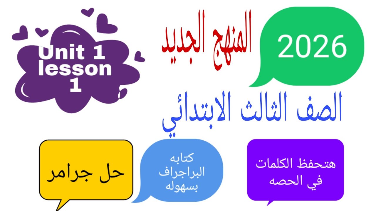 المنهج الجديد 2026 الصف الثالث الابتدائي الوحده الاولى الدرس الاول الترم الاول 