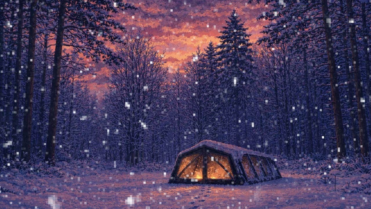 Winter Pixel Campfire | Cozy Chill Lo-Fi Night Playlist for Relaxing