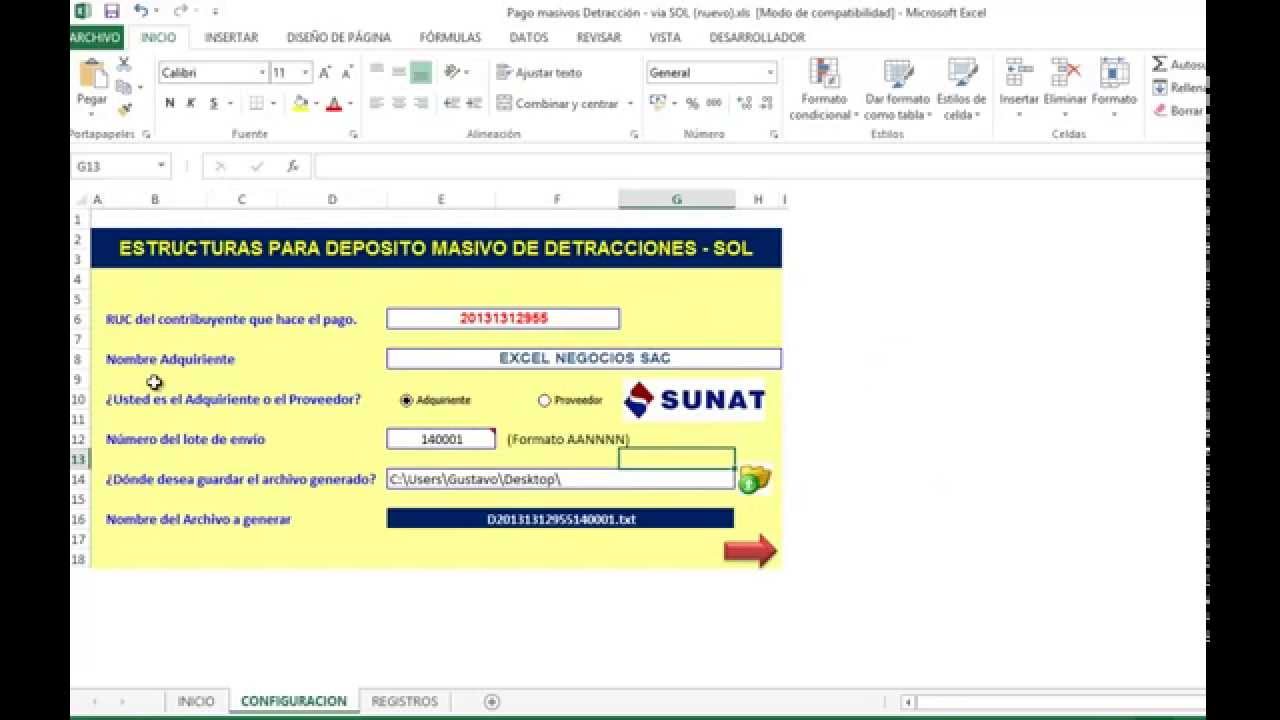 Macro en Excel para pago masivo de detracciones 2020 (carga masiva)